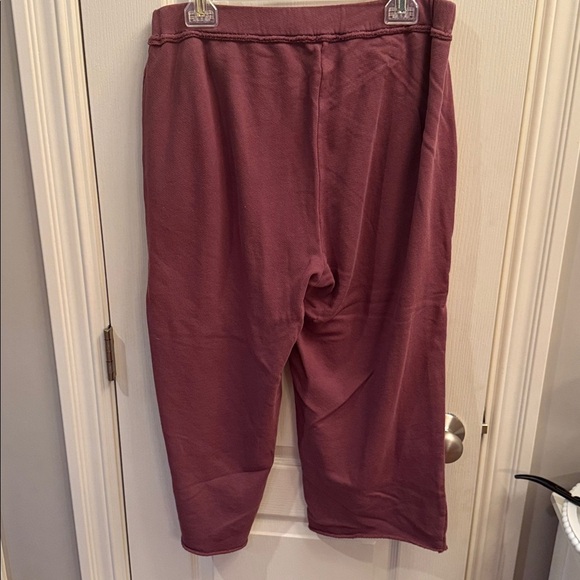 EILEEN FISHER Womens Burgundy Pocketed Raw Seams Pull-on Cropped Pants petite Lg - Picture 5 of 7